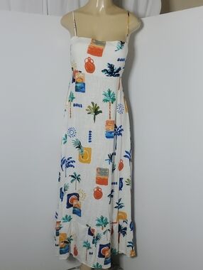 Label Of Love Tropical Print White Maxi Sundress with Spaghetti Straps Size M